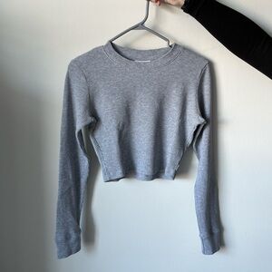 TNA Gray Long Sleeve Cropped Top, Size S